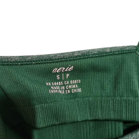 Aerie Green Rib Knit  Unlined Cropped Square Neck Longline Tank Bralette Small - Picture 9 of 9